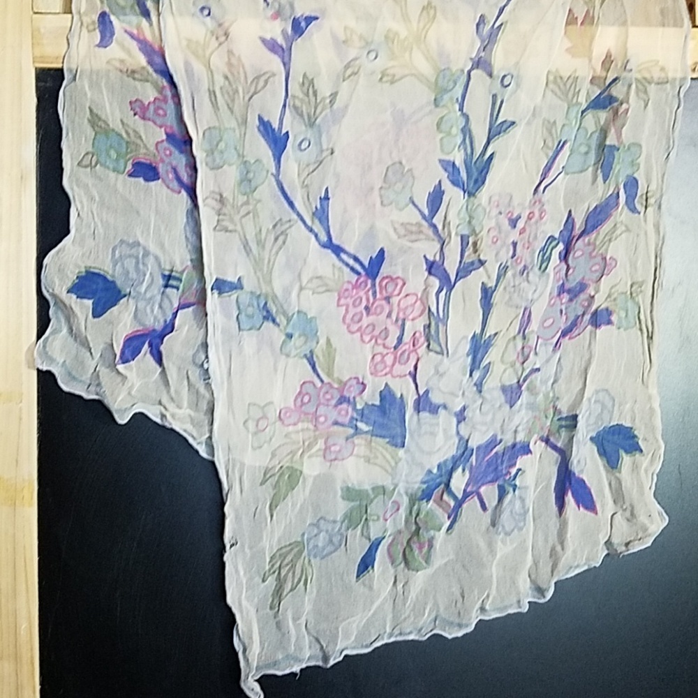 Vintage Sheer Floral Scarf 40" x 14"